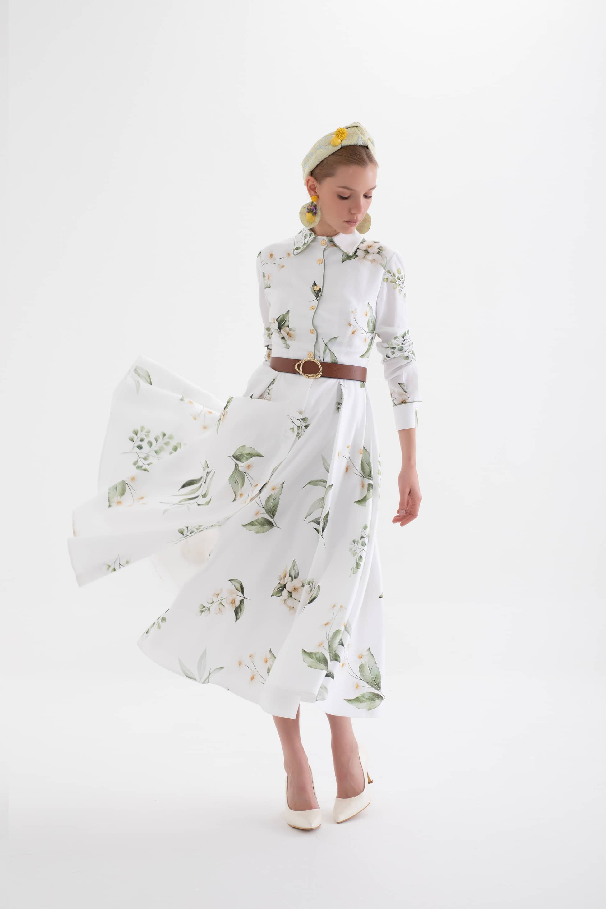 velya – white floral shirt dress