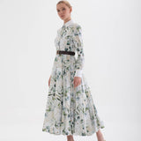 verdure white cicek patterned shirt dress