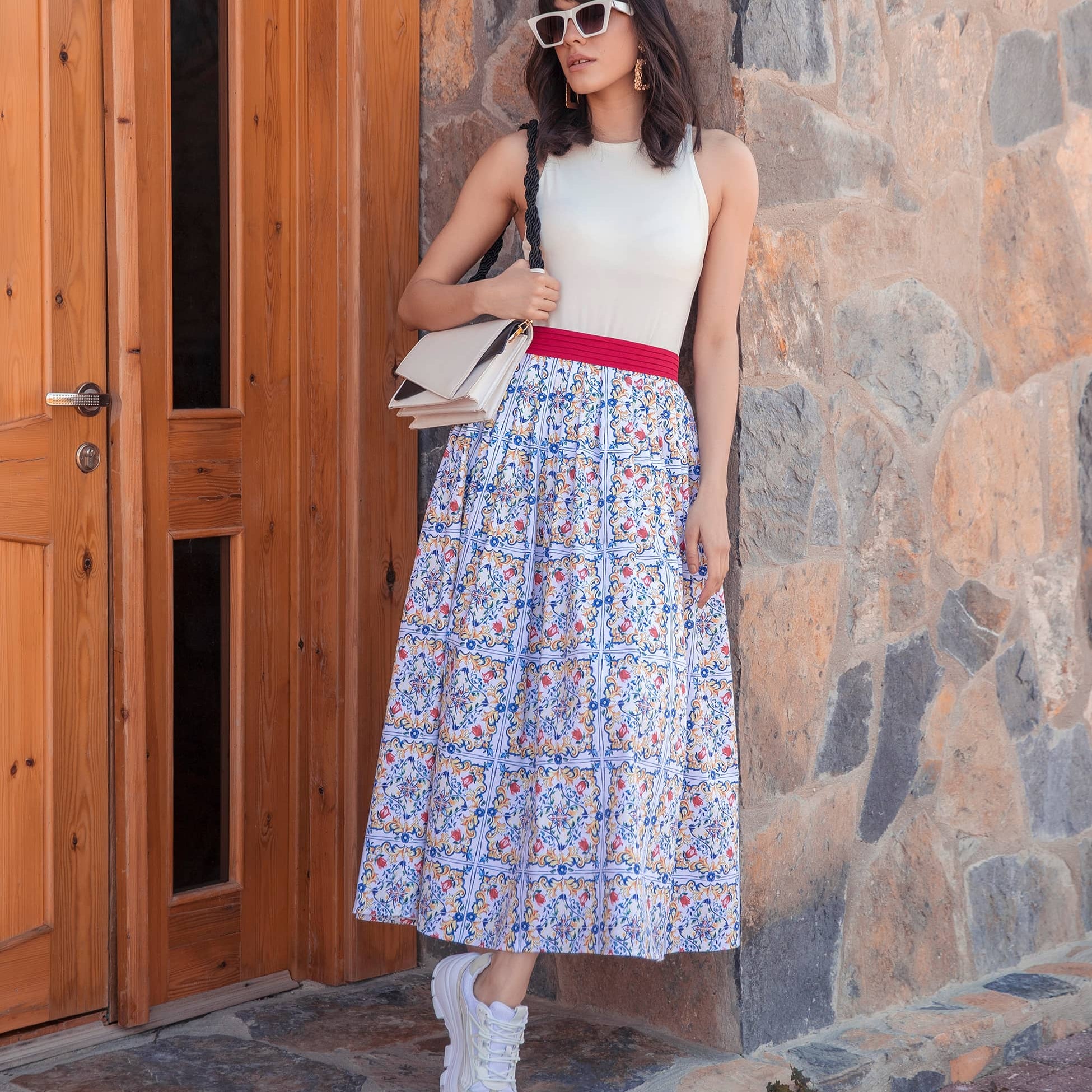damask patterned skirt