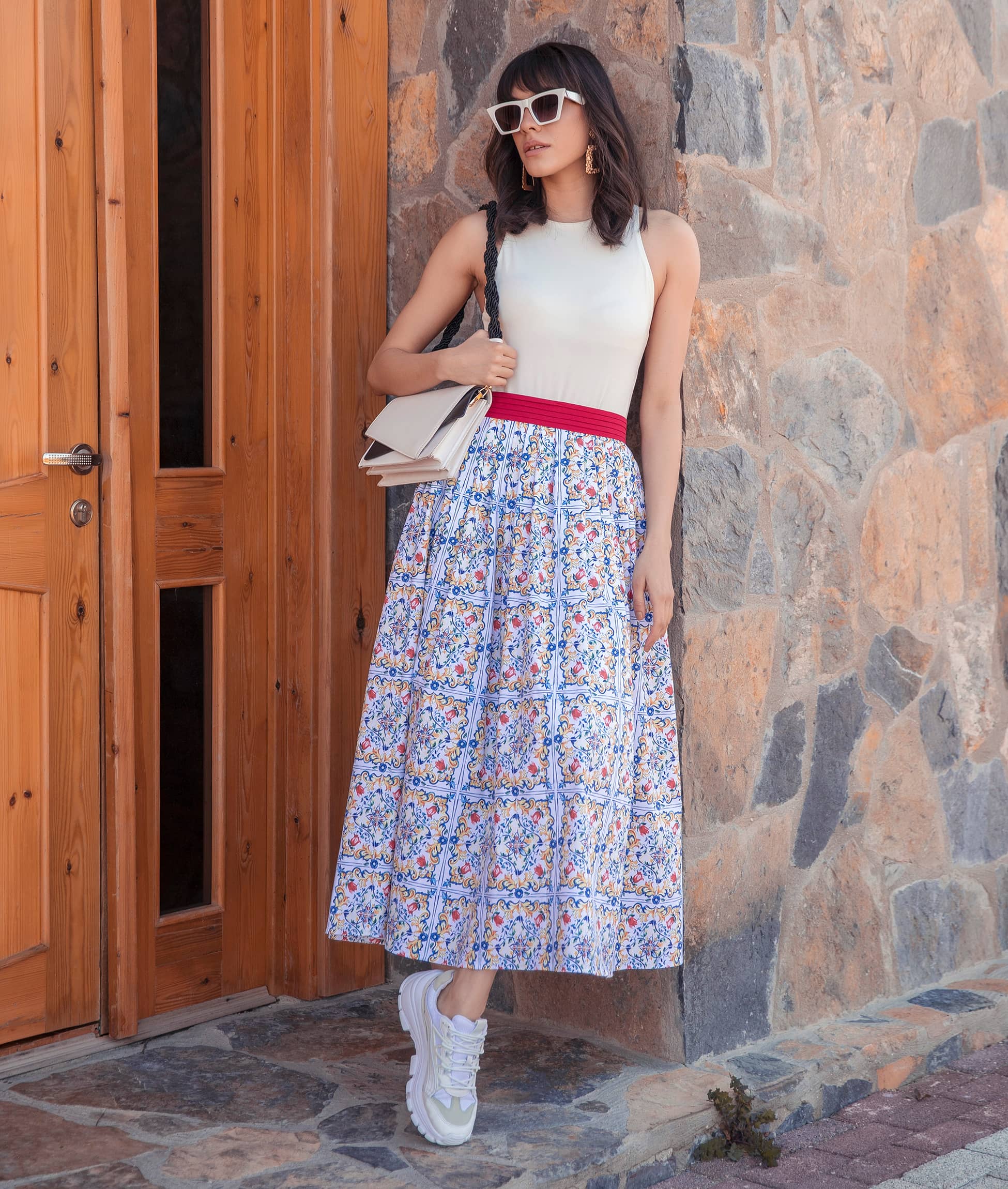 damask patterned skirt