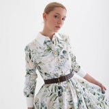 verdure white cicek patterned shirt dress