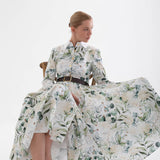 verdure white cicek patterned shirt dress