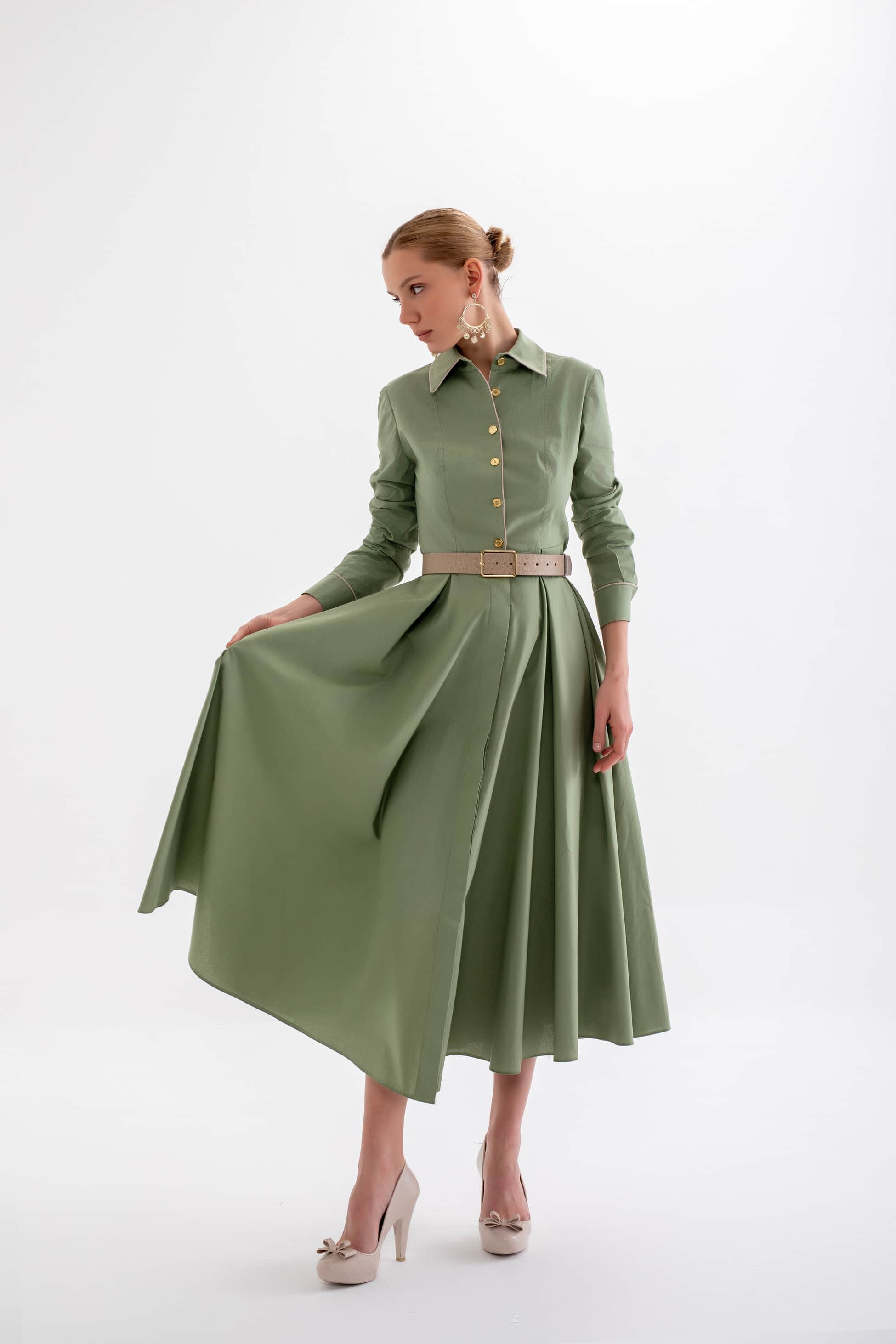 verda dress - green biyeli shirt dress