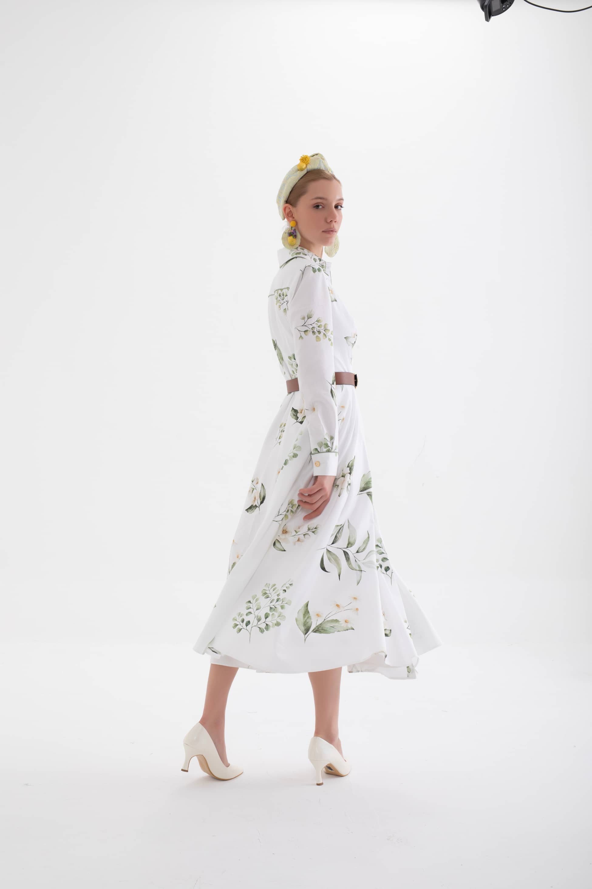 velya – white floral shirt dress