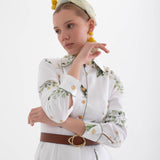 velya – white floral shirt dress