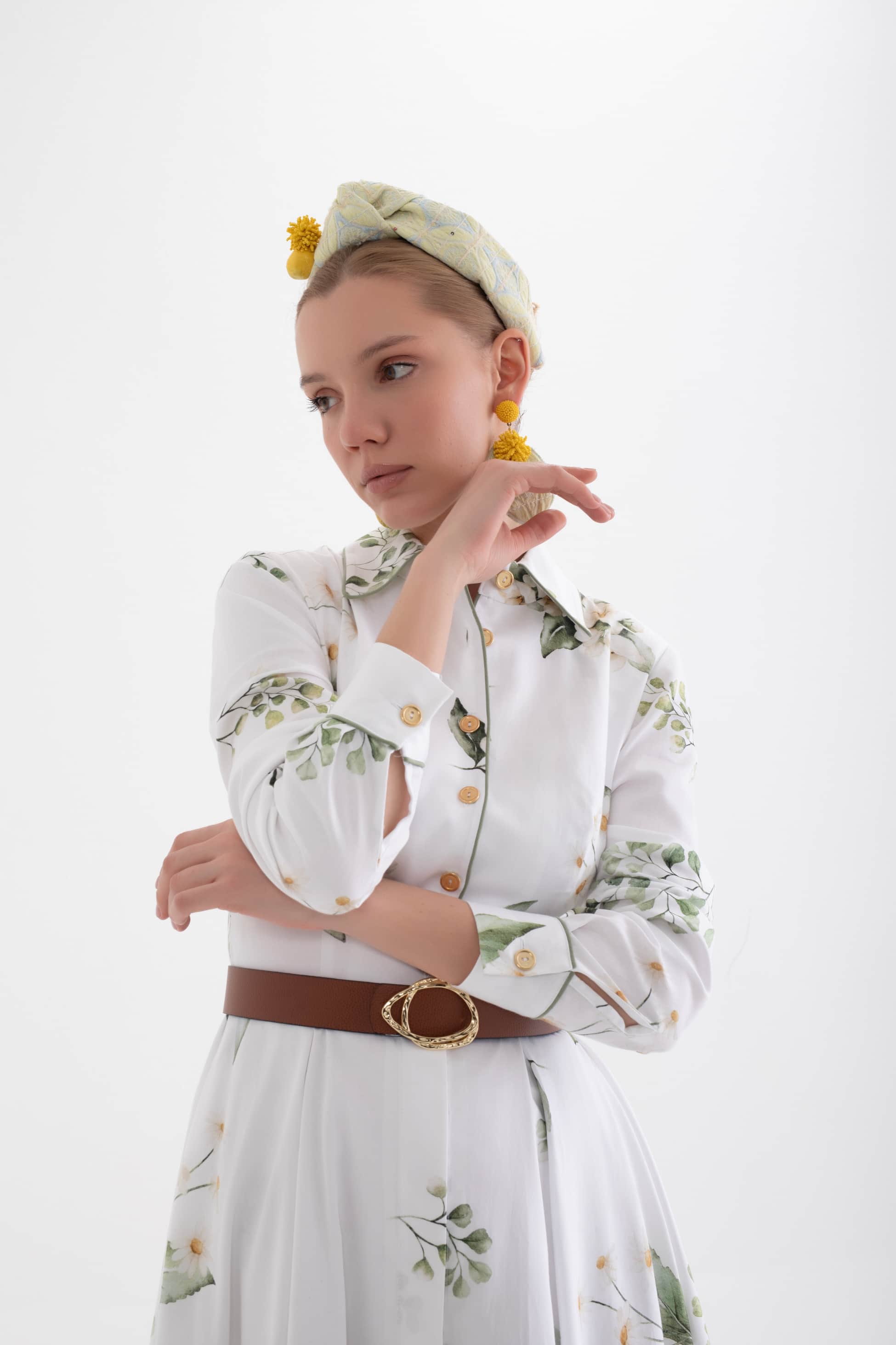 velya – white floral shirt dress